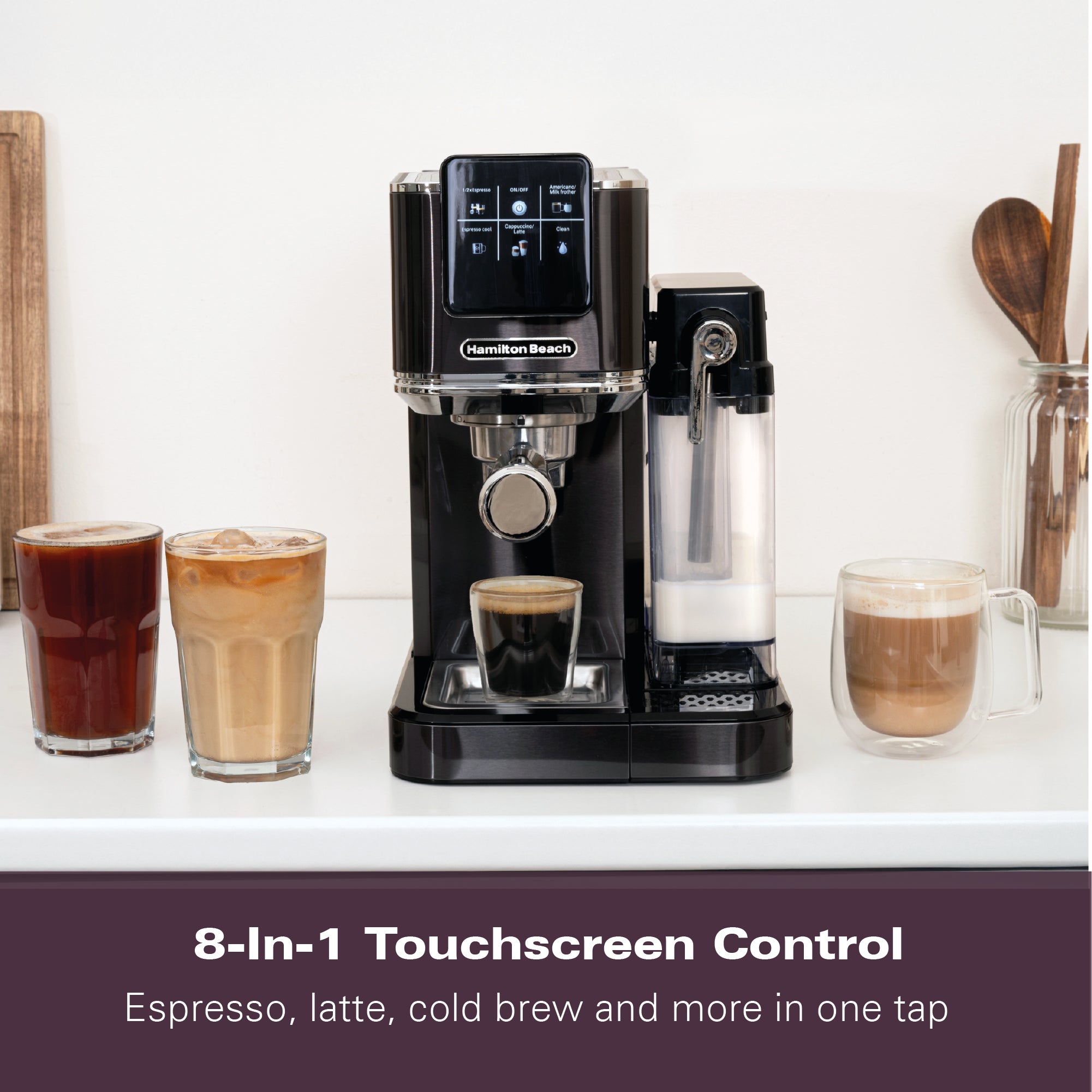Hamilton Beach BaristaPro+ Touch 8-in-1 Espresso Machine Black