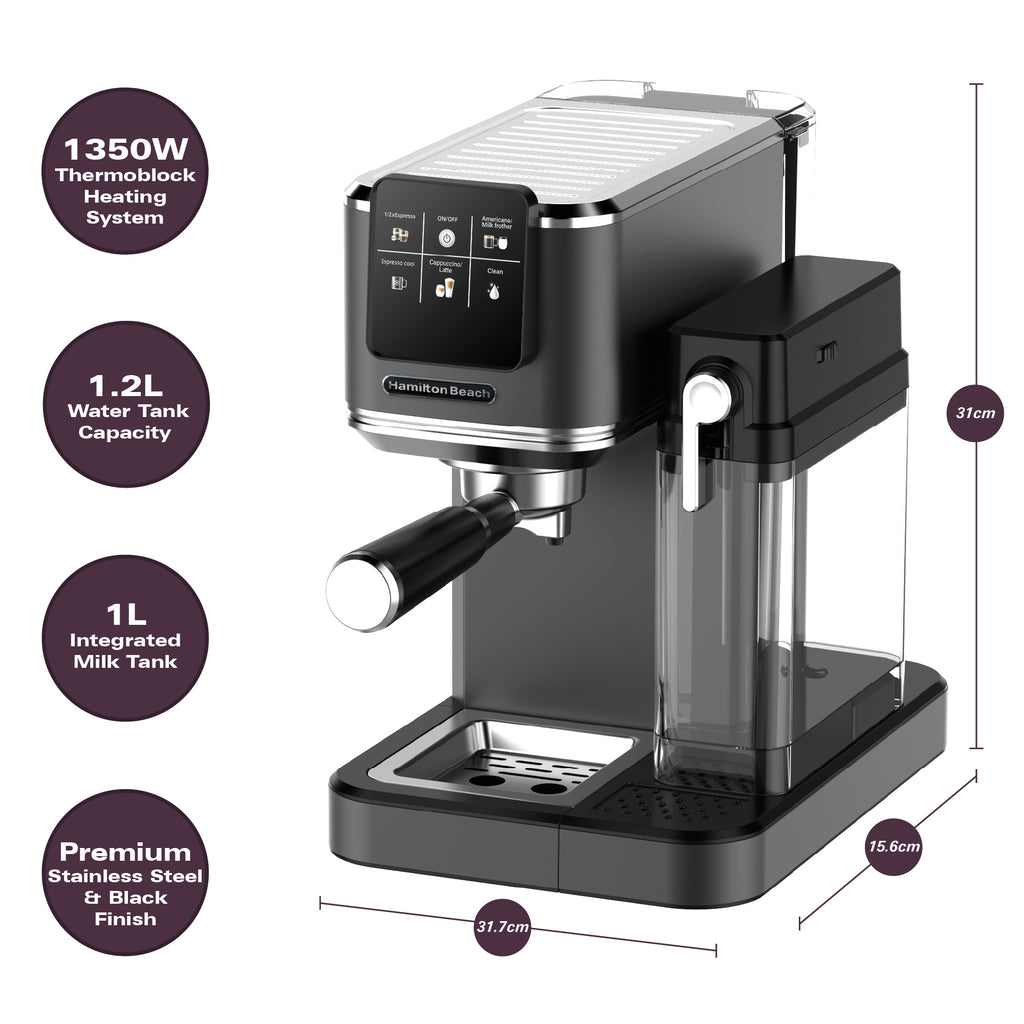 Hamilton Beach BaristaPro+ Touch 8-in-1 Espresso Machine Black
