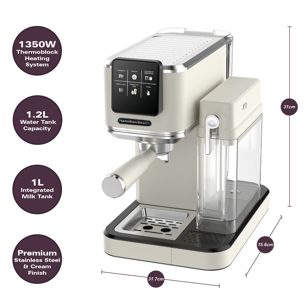Hamilton Beach BaristaPro+ Touch 8-in-1 Espresso Machine Cream