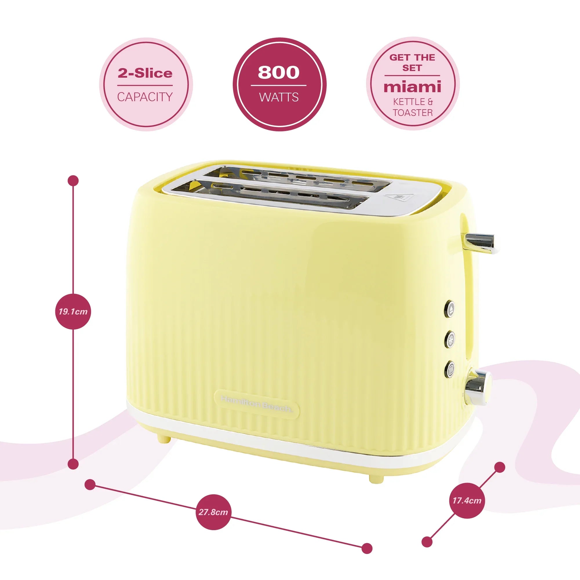 Hamilton Beach Miami Kettle & Toaster Set Banana Split - Hamilton Beach UK