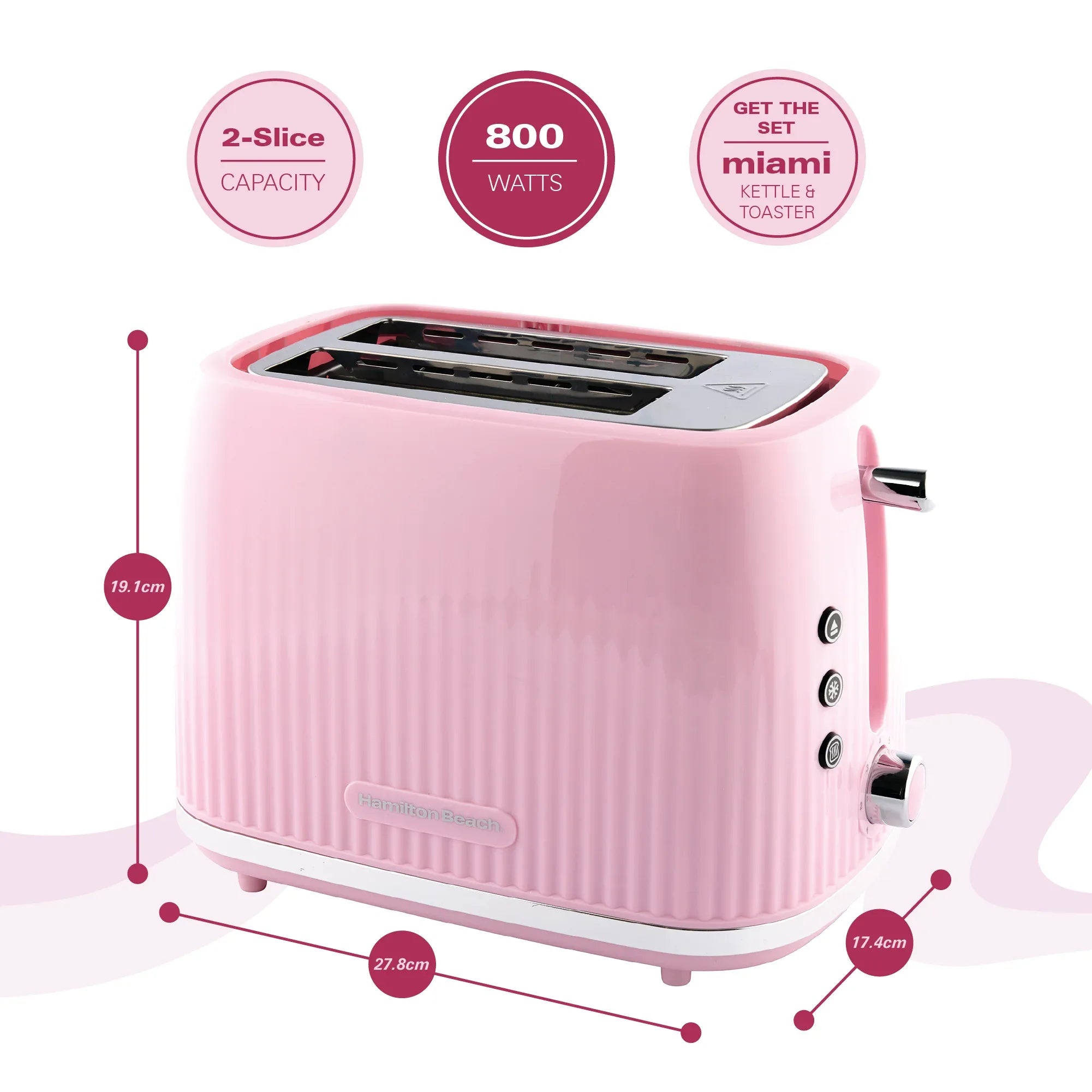 Hamilton Beach Miami Kettle & Toaster Set Flamingo Pink - Hamilton Beach UK