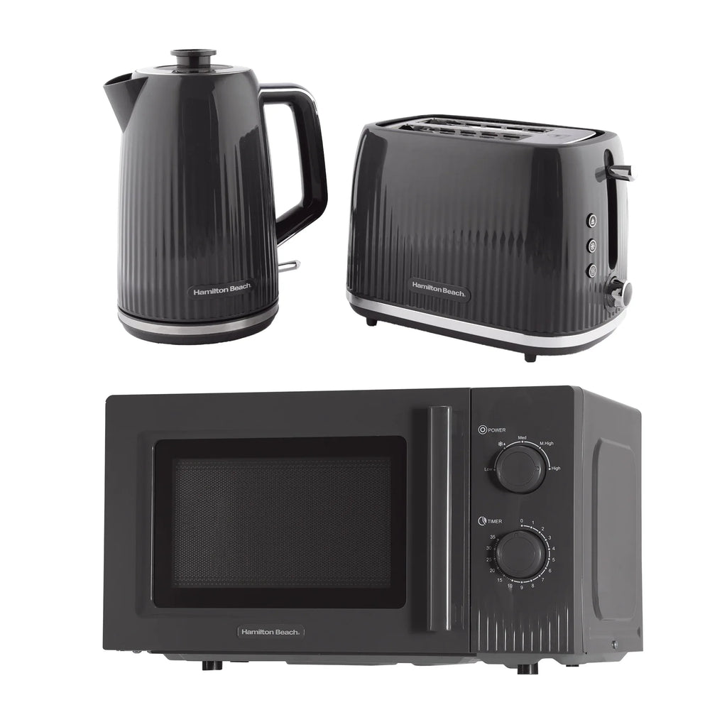 Hamilton Beach Miami Kettle, Toaster & Microwave Set - Charcoal Grey - Hamilton Beach UK
