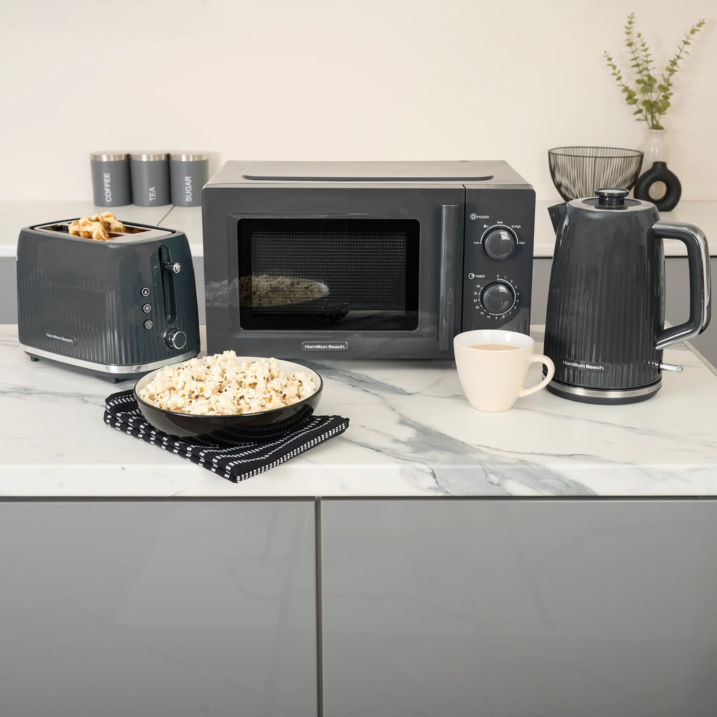 Hamilton Beach Miami Kettle, Toaster & Microwave Set - Charcoal Grey - Hamilton Beach UK
