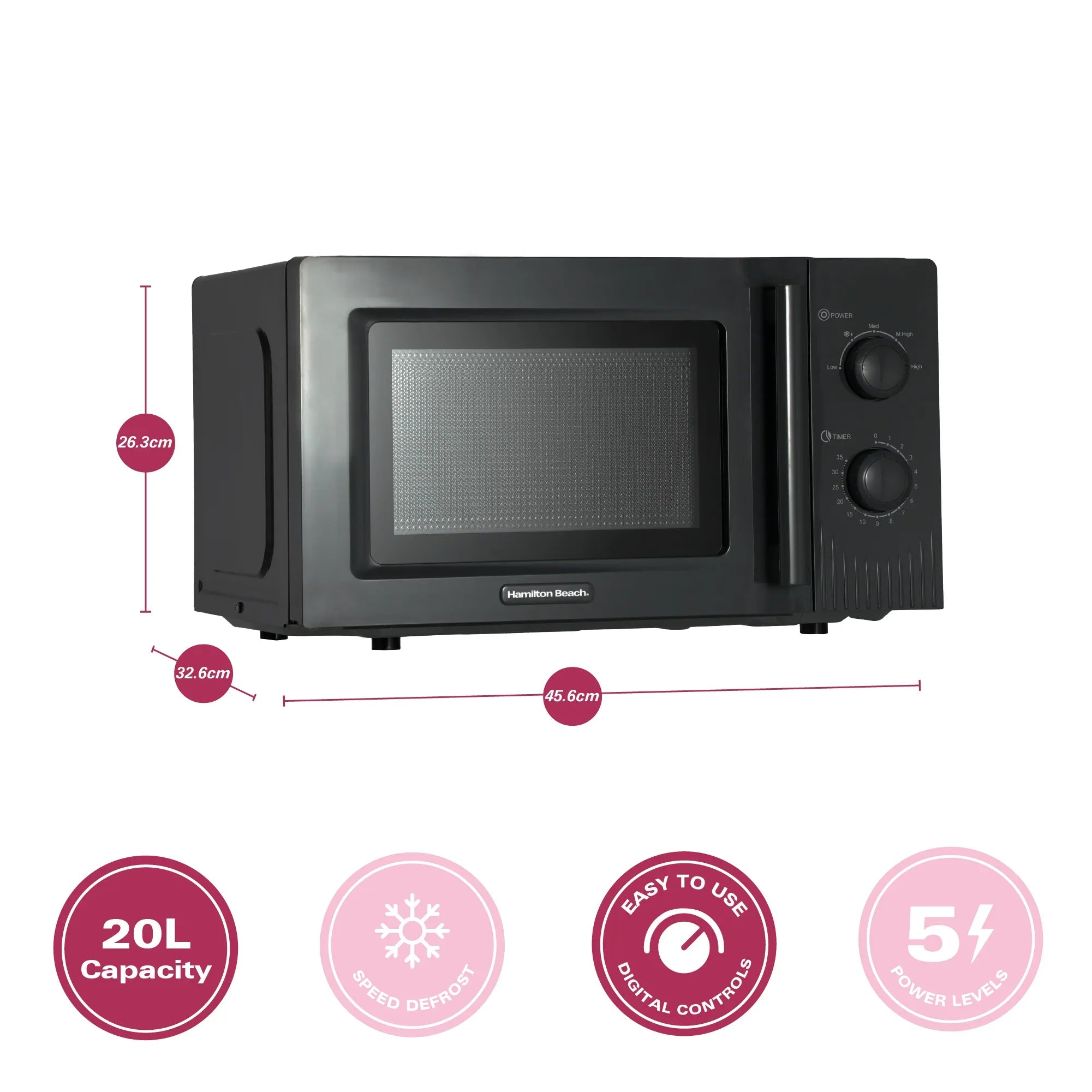 Hamilton Beach Miami Kettle, Toaster & Microwave Set - Charcoal Grey - Hamilton Beach UK