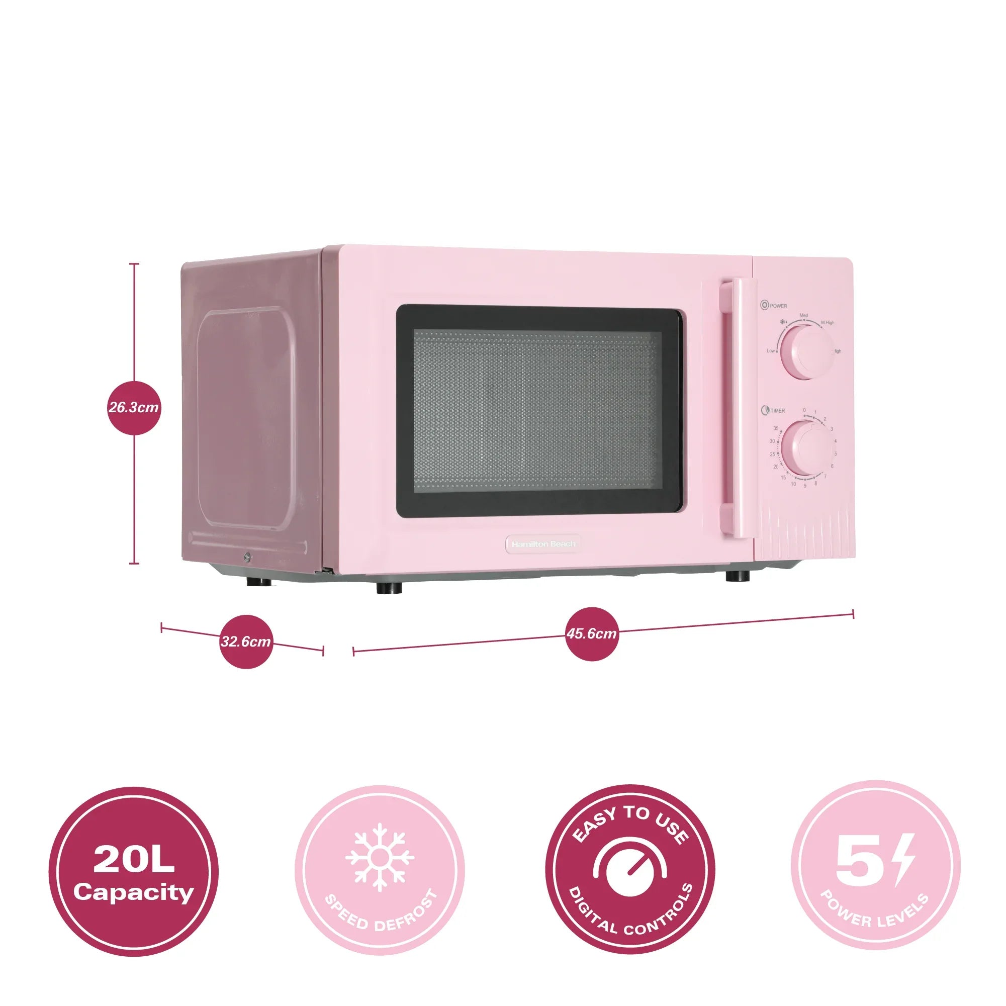 Hamilton Beach Miami Kettle, Toaster & Microwave Set - Flamingo Pink - Hamilton Beach UK