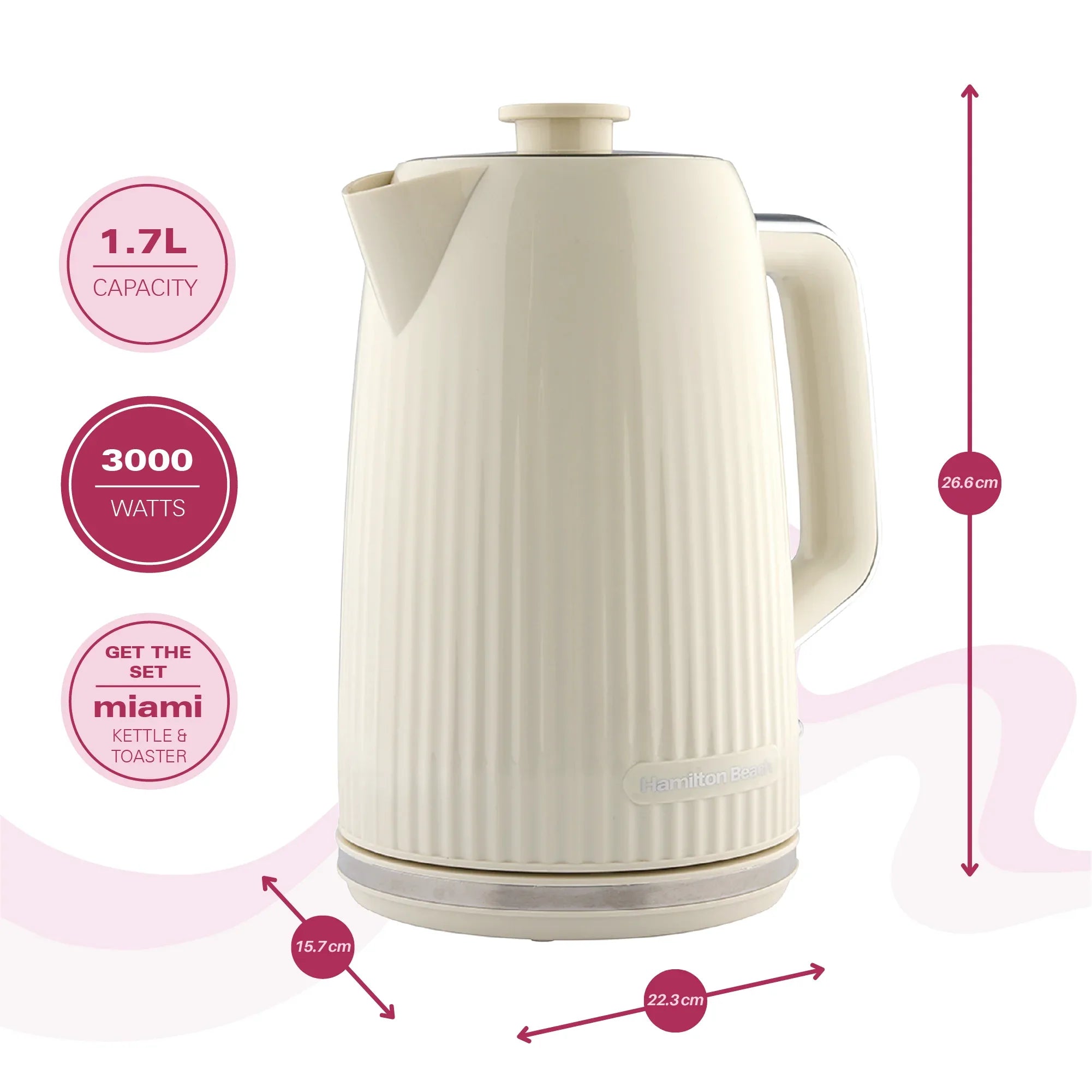 Hamilton Beach Miami Kettle, Toaster & Microwave Set - Sand - Hamilton Beach UK