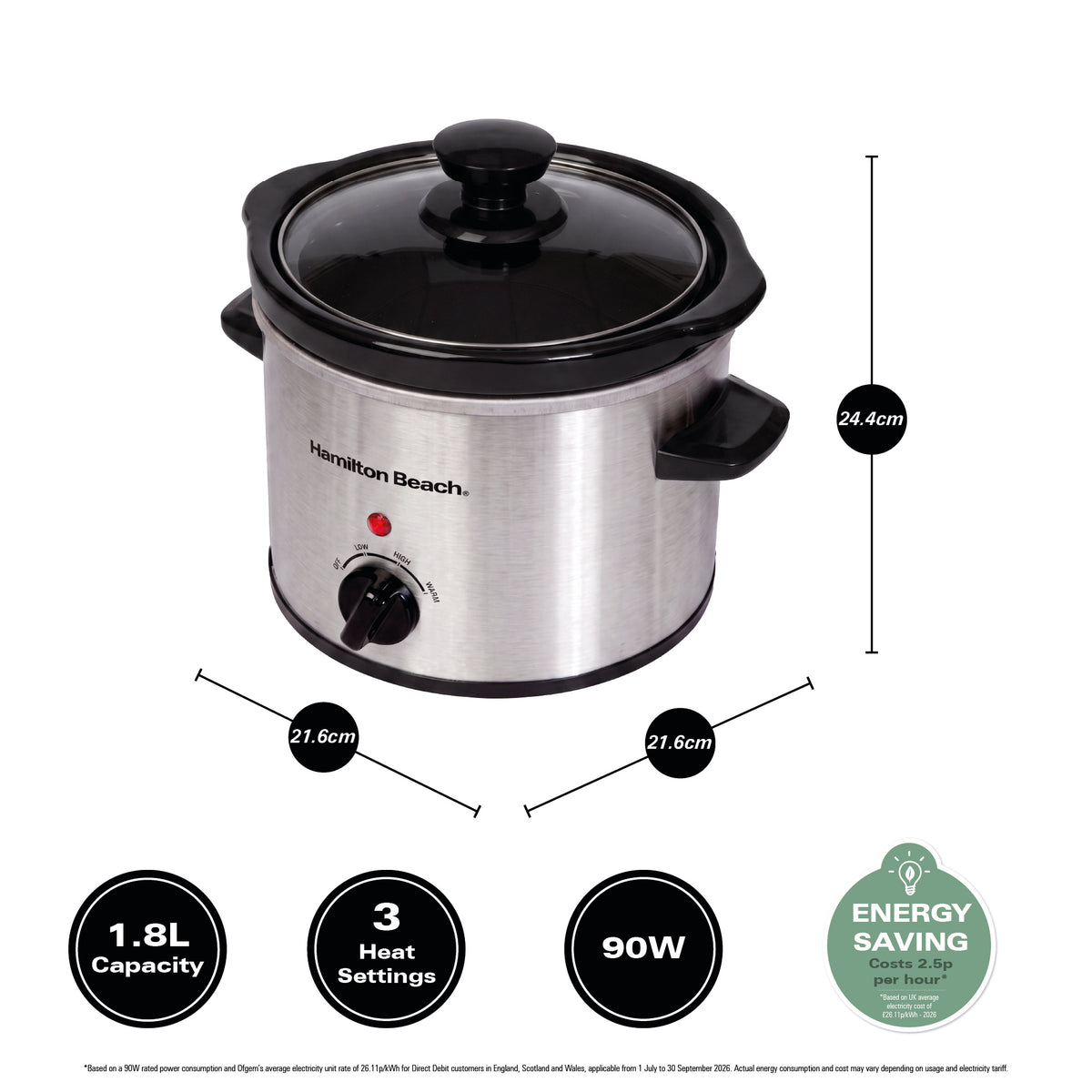 Hamilton Beach 'The Mighty Mini' 1.8L Black Slow Cooker
