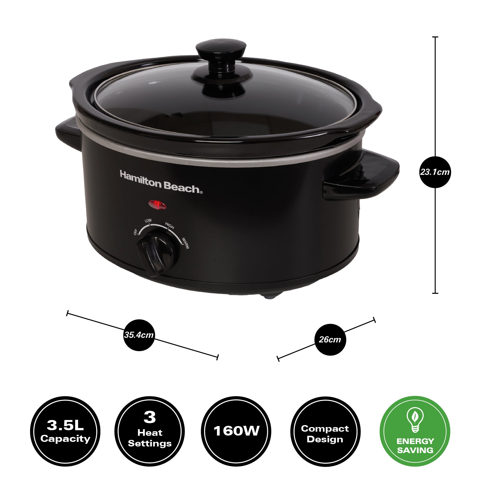 Hamilton Beach The Comfort Cook 3.5L Slow Cooker - Black