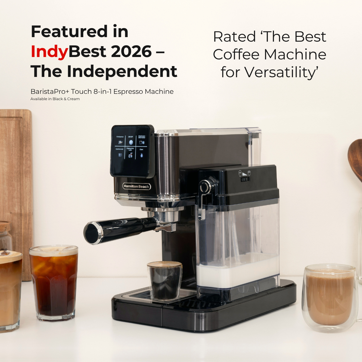 Hamilton Beach BaristaPro+ Touch 8-in-1 Espresso Machine Black