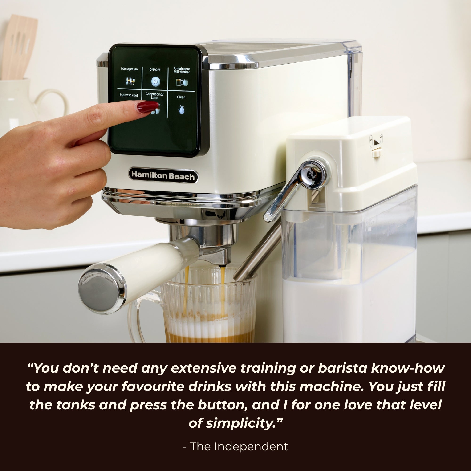 Hamilton Beach BaristaPro+ Touch 8-in-1 Espresso Machine Cream