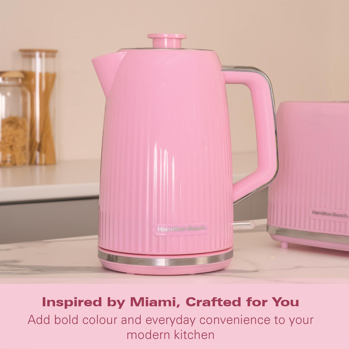 Hamilton Beach Miami 1.7L Kettle Flamingo Pink