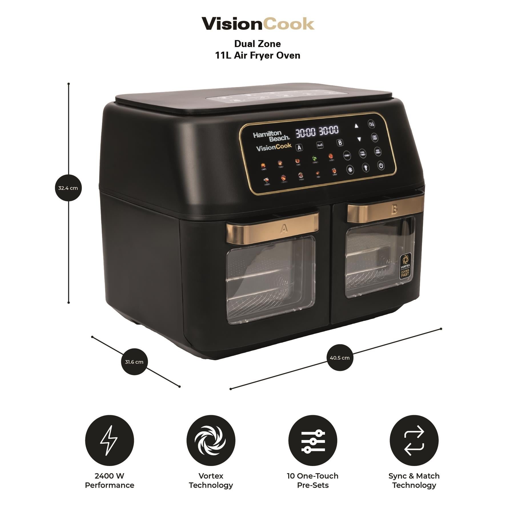 Hamilton Beach VisionCook 11L Dual Air Fryer Oven