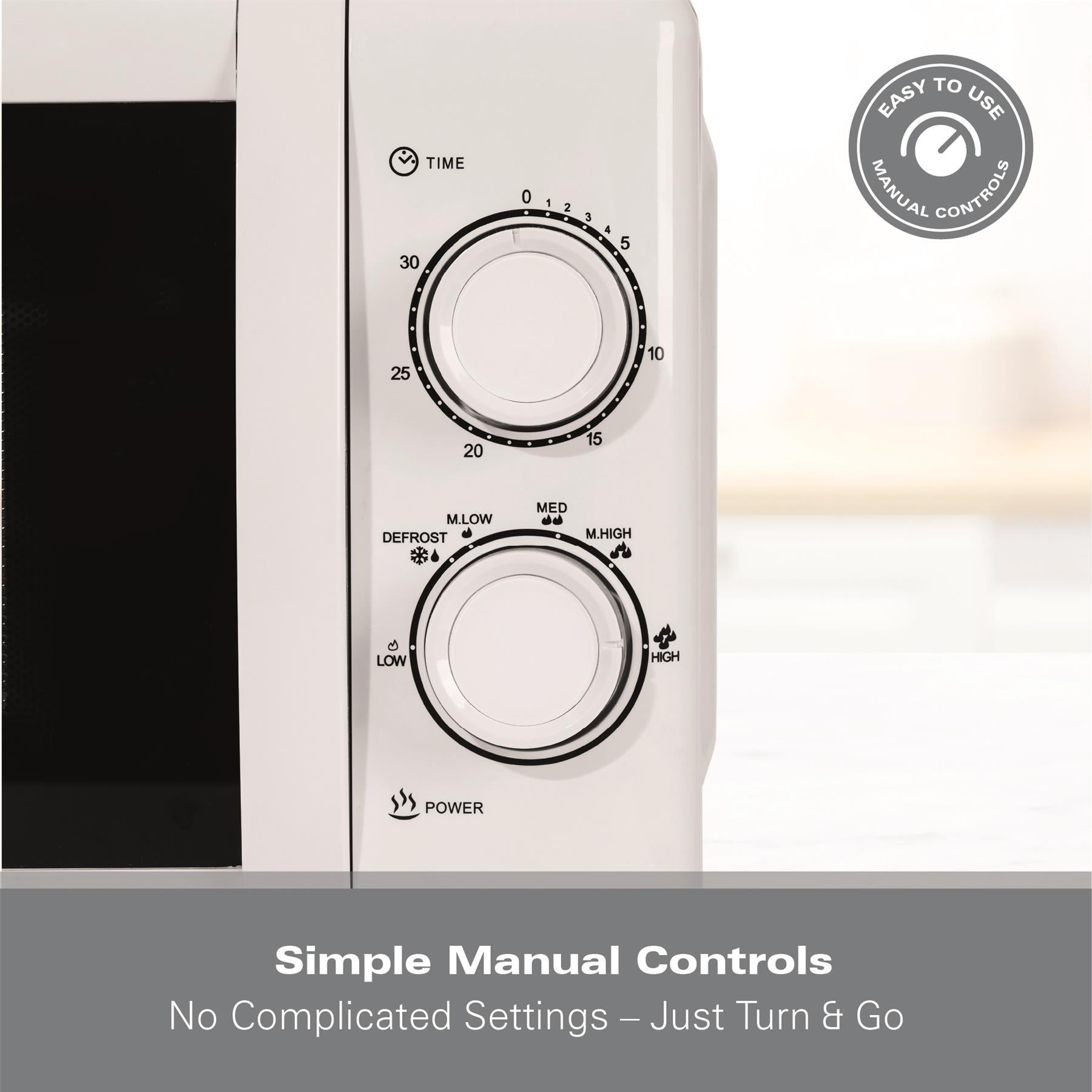 Hamilton Beach 20L Manual White Microwave With Stainless Steel Cavity