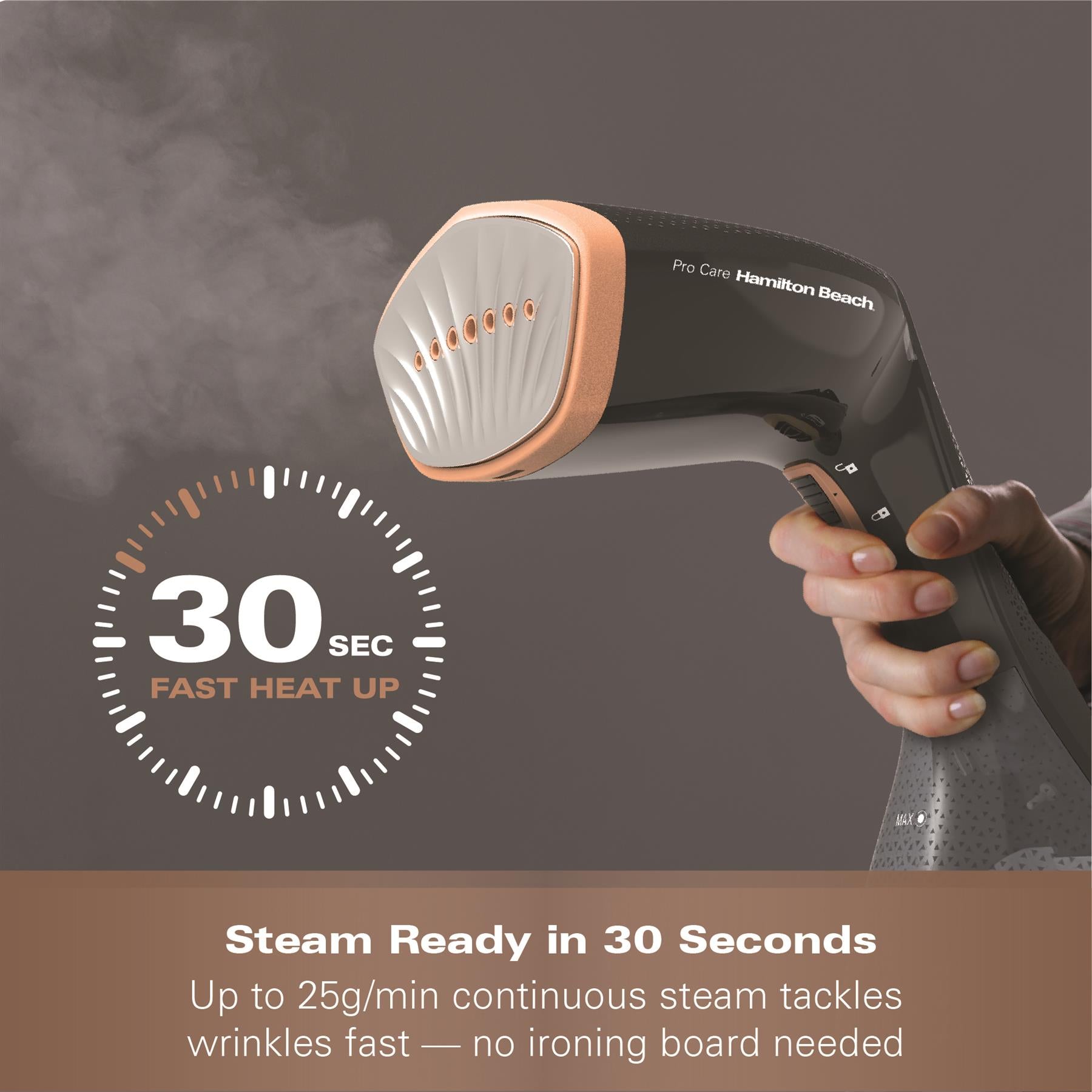 ProCare Handheld Garment Steamer - Black & Bronze