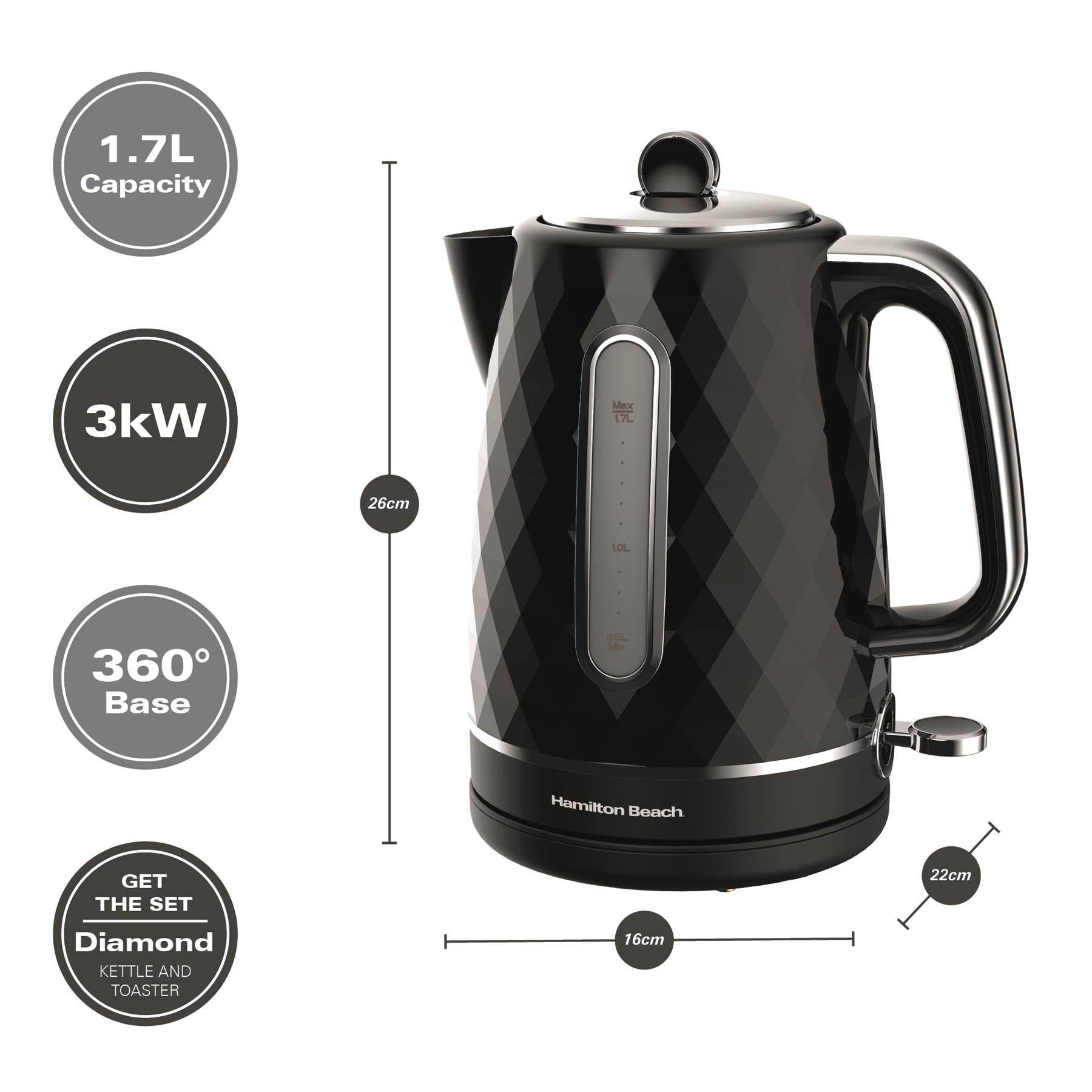 Hamilton Beach Diamond 1.7L Kettle - Black - Hamilton Beach UK