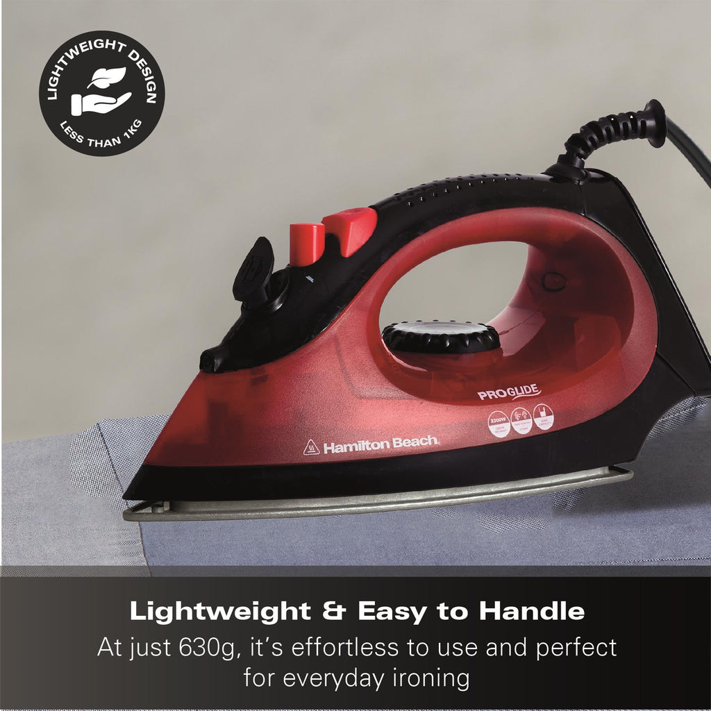 Hamilton Beach ProGlide 2200W Corded Steam Iron - Red & Black