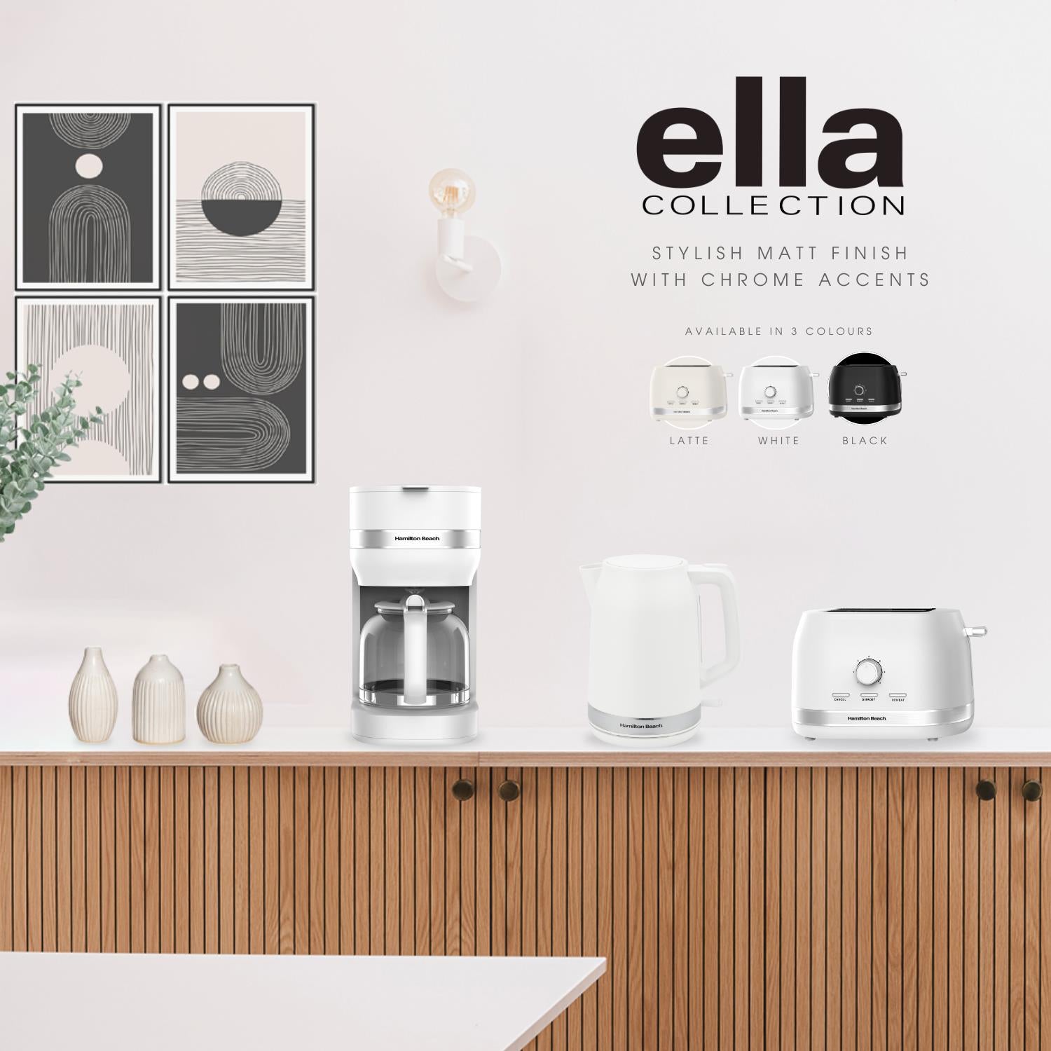 Ella Kettle, Toaster, Microwave & Coffee Machine Set - White