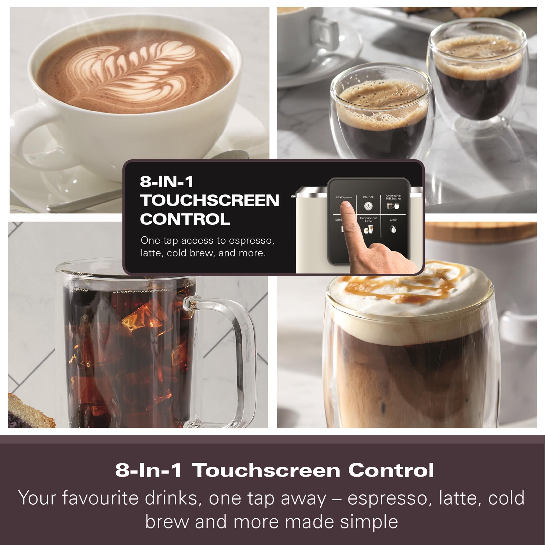 Hamilton Beach BaristaPro+ Touch 8-in-1 Espresso Machine Cream