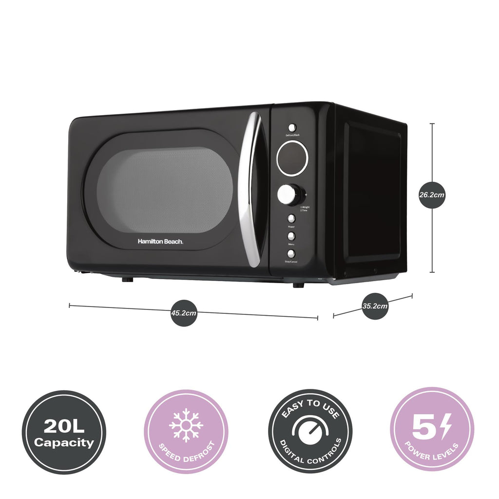 Hamilton Beach 20L Retro Black Microwave