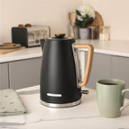 Hamilton Beach Scandi 1.7L Kettle - Matte Black with Wood Effect - Hamilton Beach UK