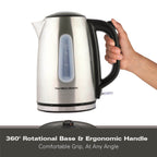 Hamilton Beach Rise Stainless Steel 1.7L Kettle - Brushed - Hamilton Beach UK