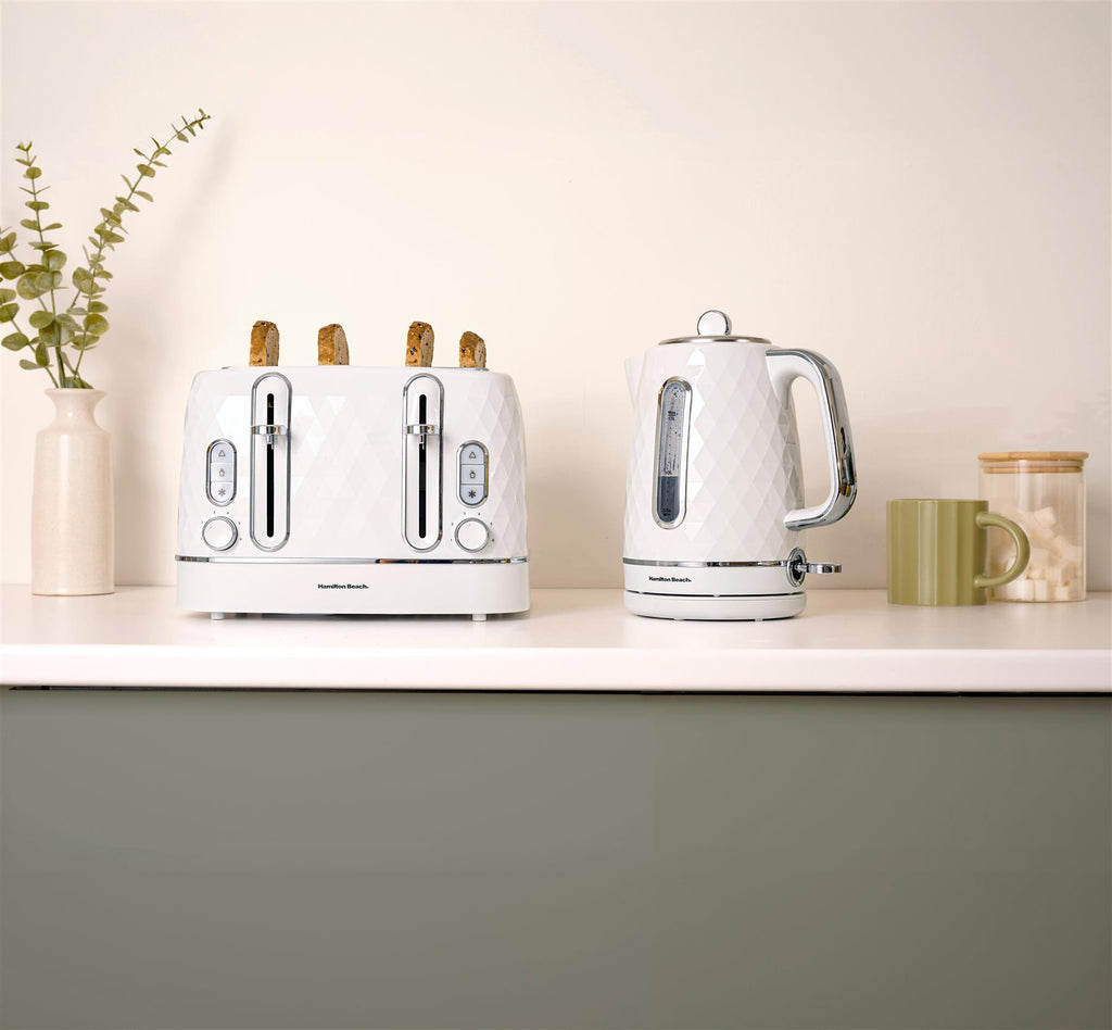 Hamilton Beach Diamond Kettle & Toaster Set White