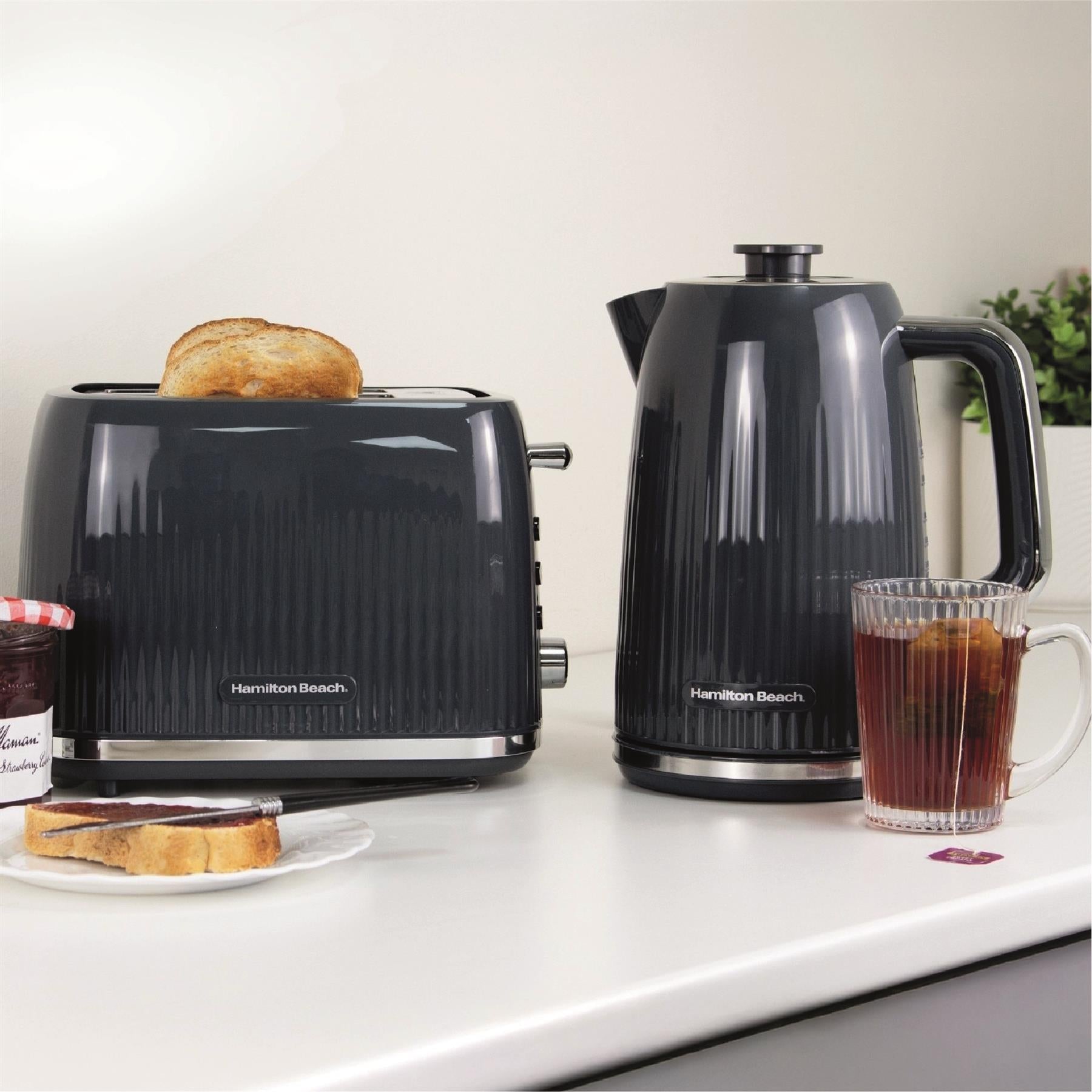 Hamilton Beach Miami Kettle, Toaster & Microwave Set - Charcoal Grey