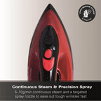 Hamilton Beach ProGlide 2200W Corded Steam Iron - Red & Black - Hamilton Beach UK