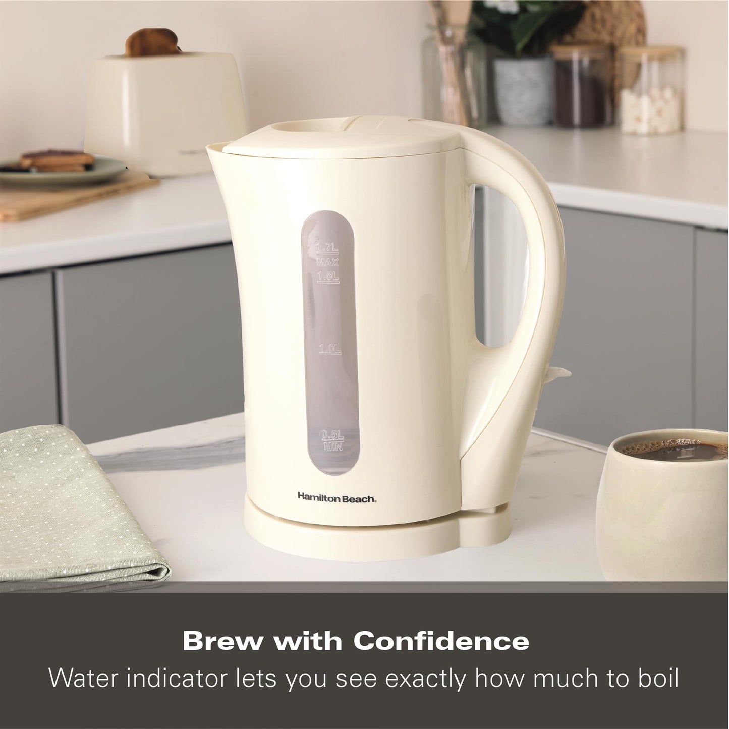 Hamilton Beach Essential 1.7L Cream Plastic Kettle