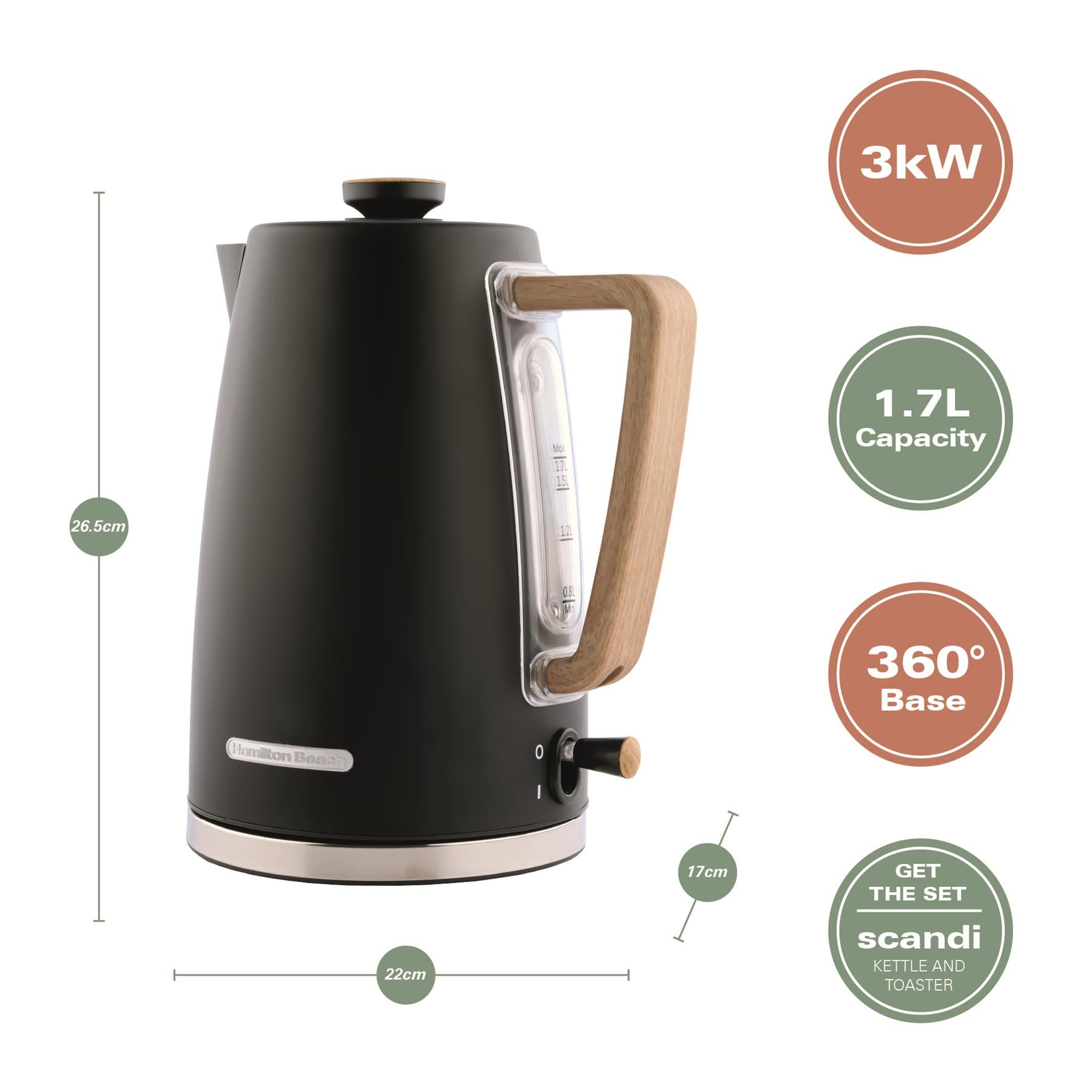Scandi Classic Kettle & Toaster Set - Black