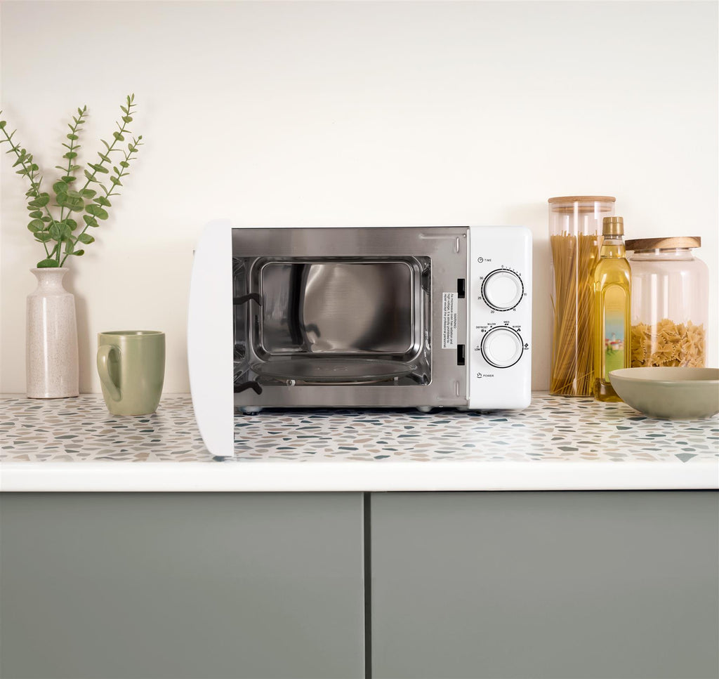 Hamilton Beach Essentials Kettle, 4 Slice Toaster & 20L Stainless Steel Cavity Microwave Set - White