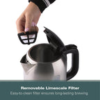 Hamilton Beach Compact 1L Kettle - Brushed Stainless Steel - Hamilton Beach UK