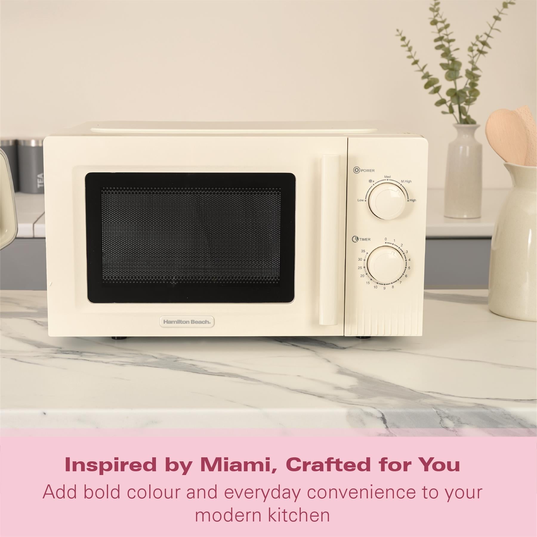 Hamilton Beach Miami Manual 800W Microwave - Sand