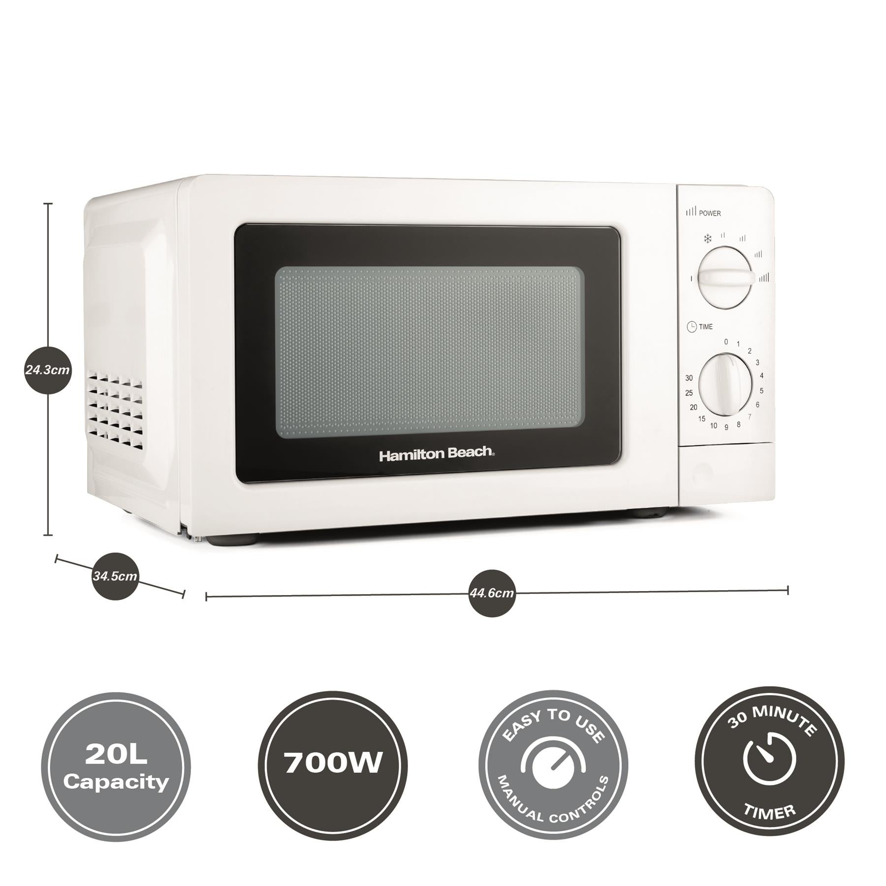 Hamilton Beach 20L Standard White Microwave