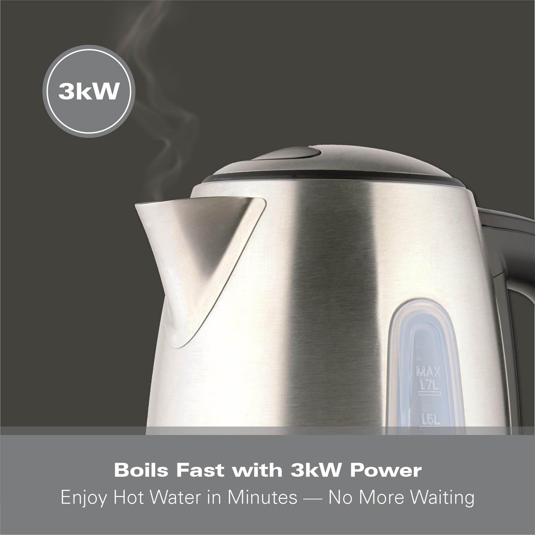 Hamilton Beach Rise Stainless Steel 1.7L Kettle - Brushed - Hamilton Beach UK