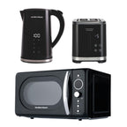 Hamilton Beach FlexiControl Kettle, Toaster & 20L Retro Microwave Set - Black