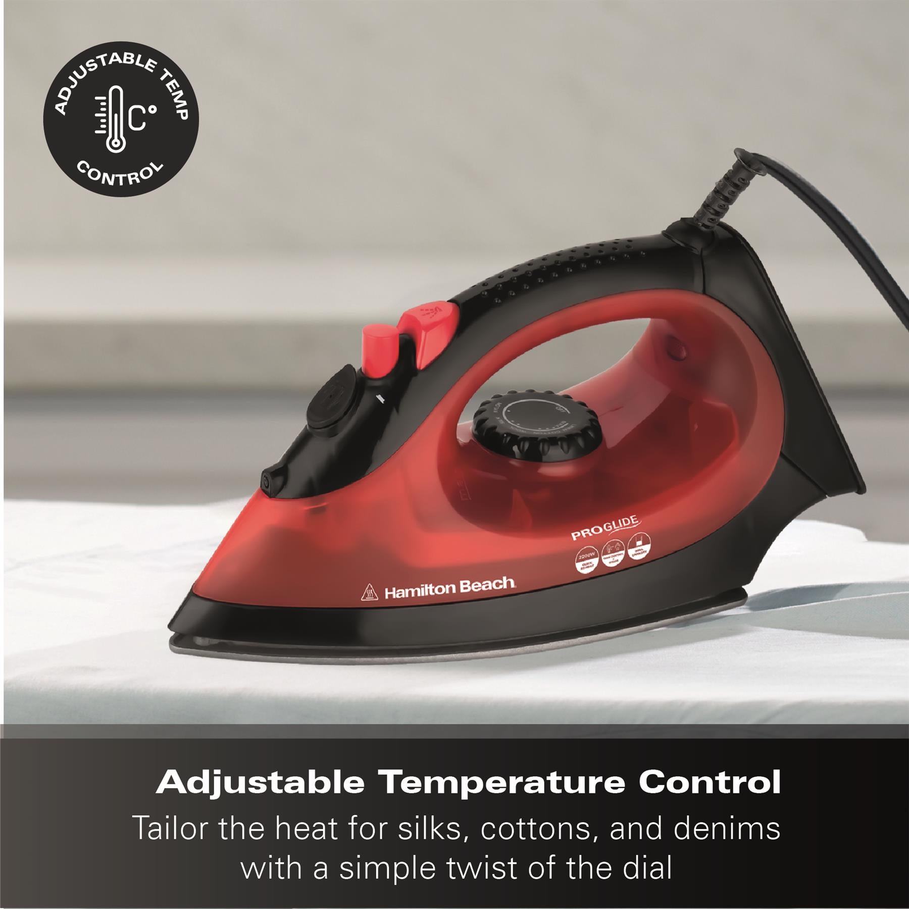 ProGlide 2200W Corded Steam Iron - Red & Black