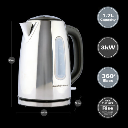 Hamilton Beach Rise 1.7L Polished Stainless Steel Kettle