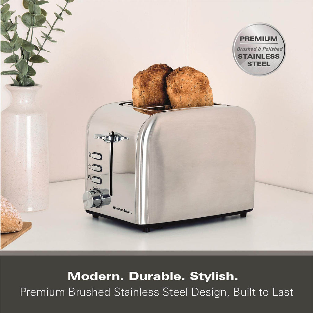 Hamilton Beach Rise Stainless Steel 2 Slice Toaster - Brushed & Polished - Hamilton Beach UK
