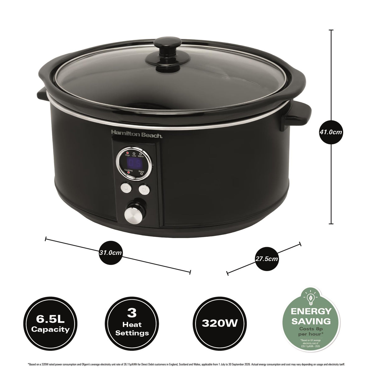 Hamilton Beach 6.5L Digital Slow Cooker - Black