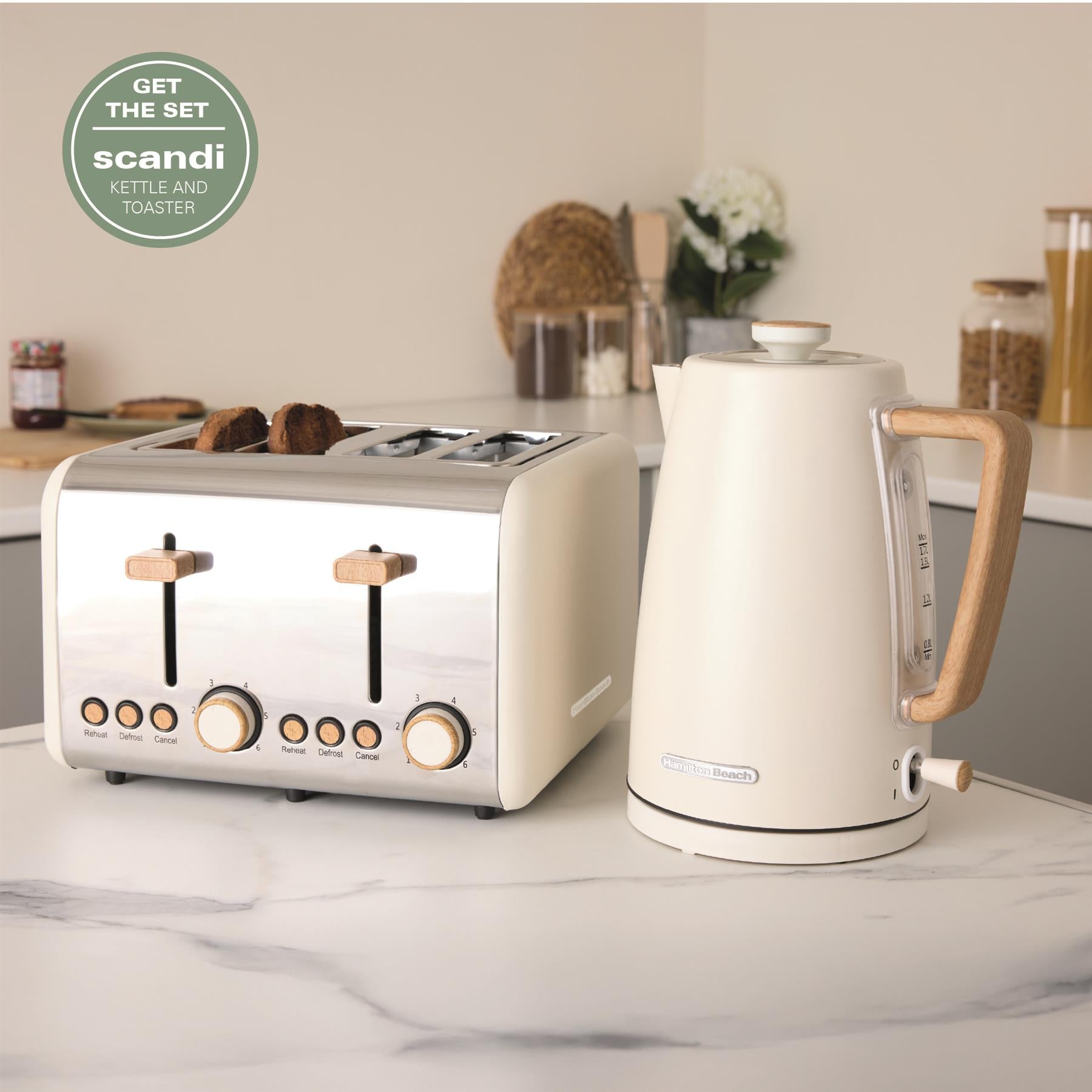 Scandi Classic Kettle & Toaster Set - Cream