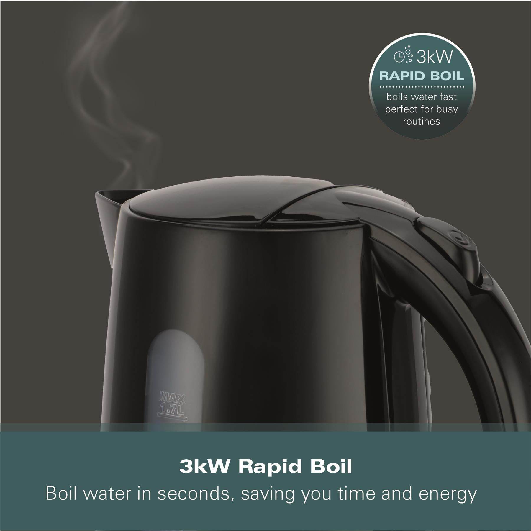Hamilton Beach Essentials 1.7L Rapid Boil Kettle - Black - Hamilton Beach UK