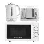 Hamilton Beach Diamond Kettle, Toaster & 20L Stainless Steel Cavity Microwave Set  - White