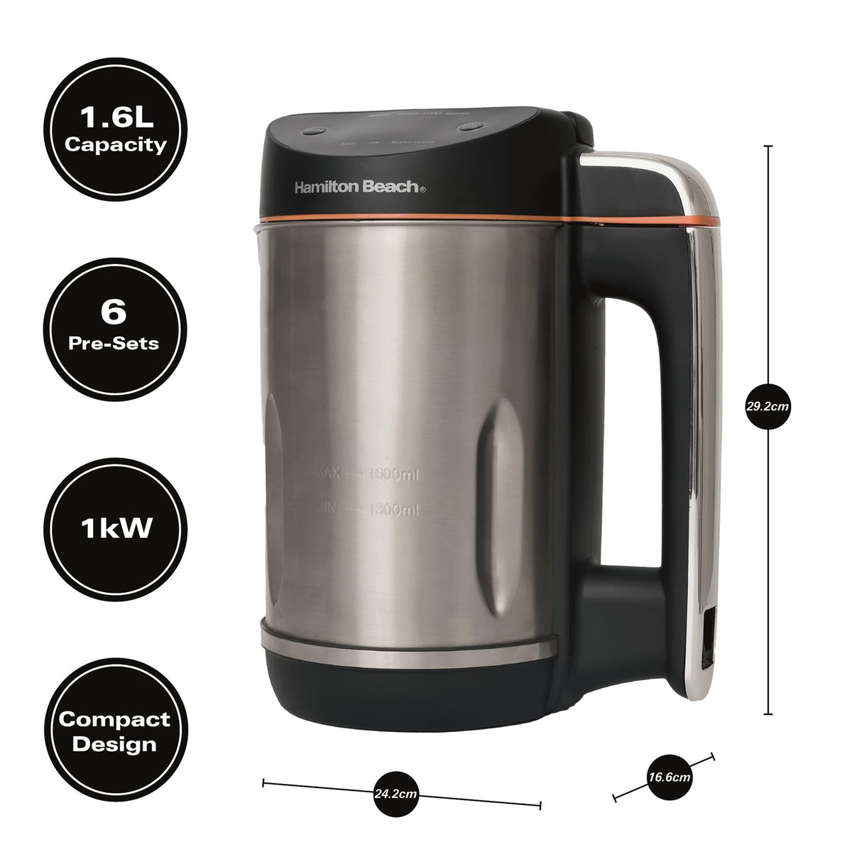 Hamilton Beach Intelligent Control Soup Maker Plus Black