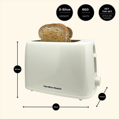 Hamilton Beach Essential 2 Slice Cream Plastic Toaster