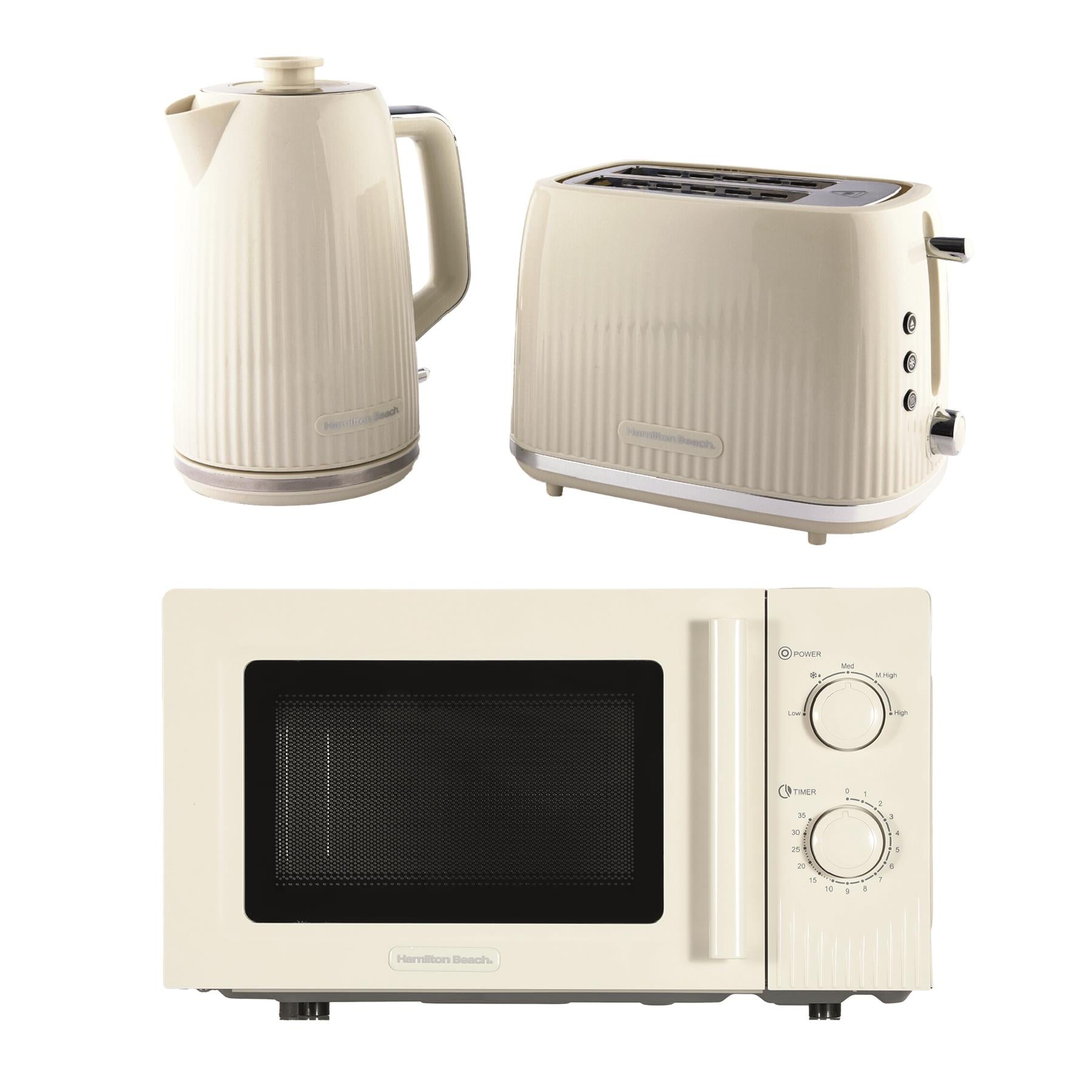 Hamilton Beach Miami Kettle, Toaster & Microwave Set - Sand