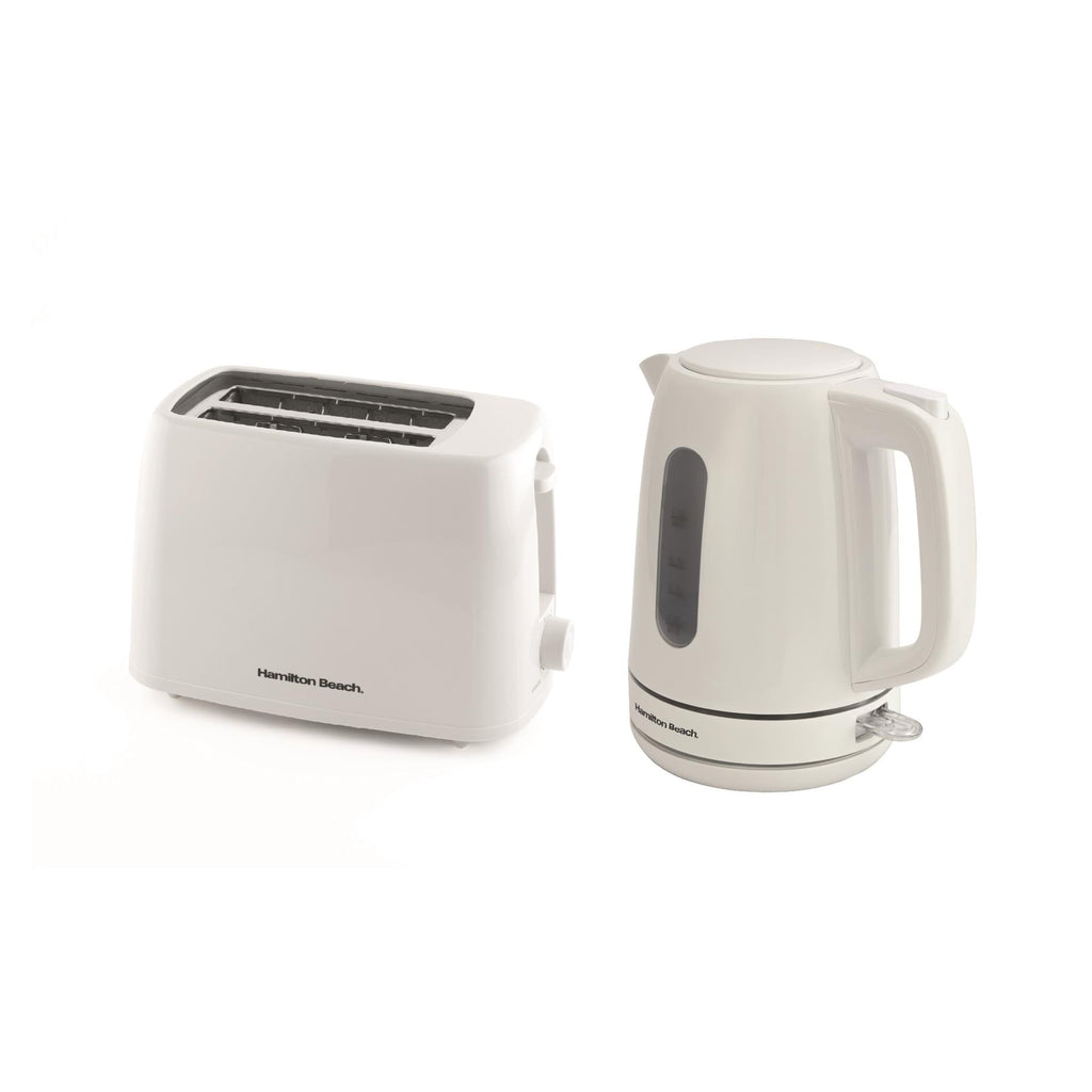 Compact 1L Kettle & Essential 2 Slice Toaster Set - White
