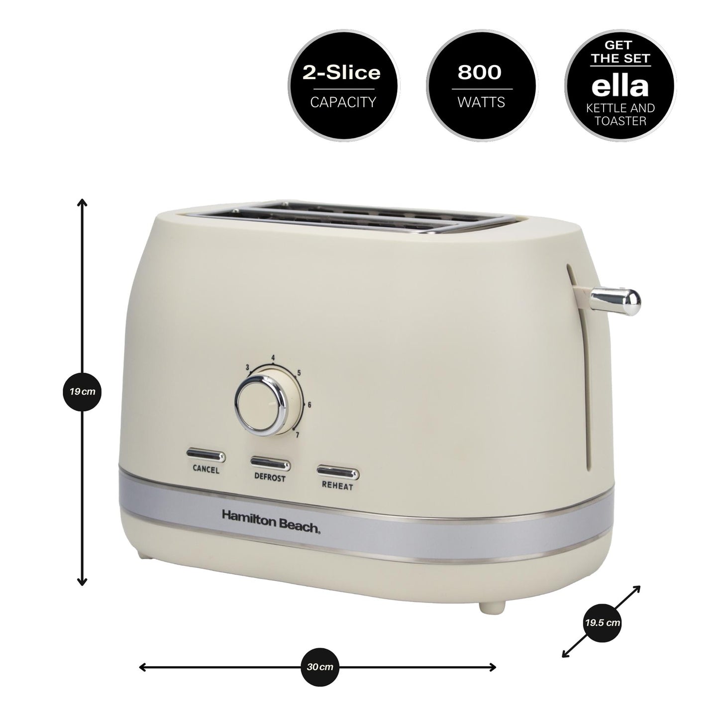 Hamilton Beach Ella 2 Slice Matte Toaster