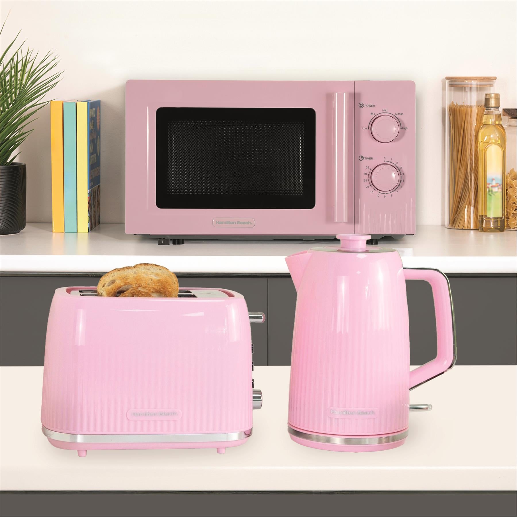 Hamilton Beach Miami Kettle, Toaster & Microwave Set - Flamingo Pink