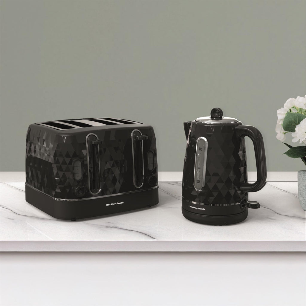 Diamond Kettle & Toaster Set - Black